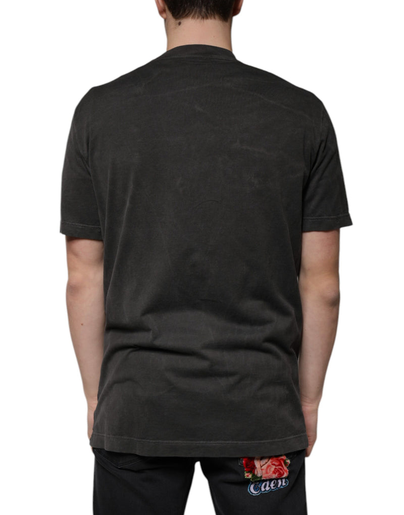 T-shirt noir en coton à manches courtes et col rond de Dolce &amp; Gabbana