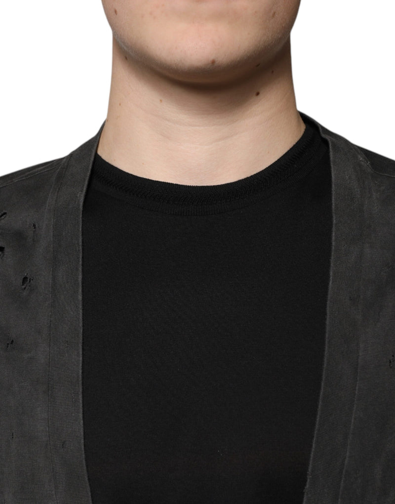 T-shirt noir en coton à manches courtes et col rond de Dolce &amp; Gabbana