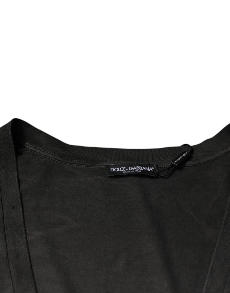 T-shirt noir en coton à manches courtes et col rond de Dolce &amp; Gabbana