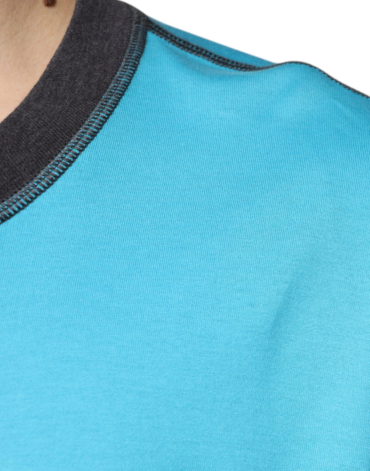 T-shirt à manches courtes à col rond bleu avec logo Dolce &amp; Gabbana