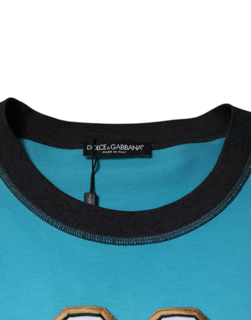 T-shirt à manches courtes à col rond bleu avec logo Dolce &amp; Gabbana