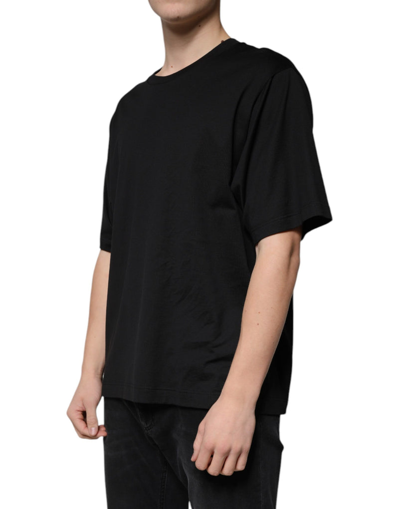 T-shirt noir en coton à manches courtes et col rond de Dolce &amp; Gabbana