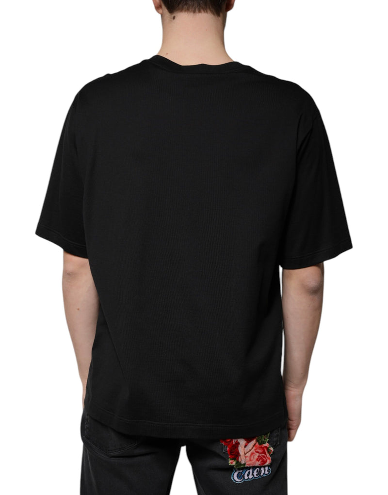 T-shirt noir en coton à manches courtes et col rond de Dolce &amp; Gabbana