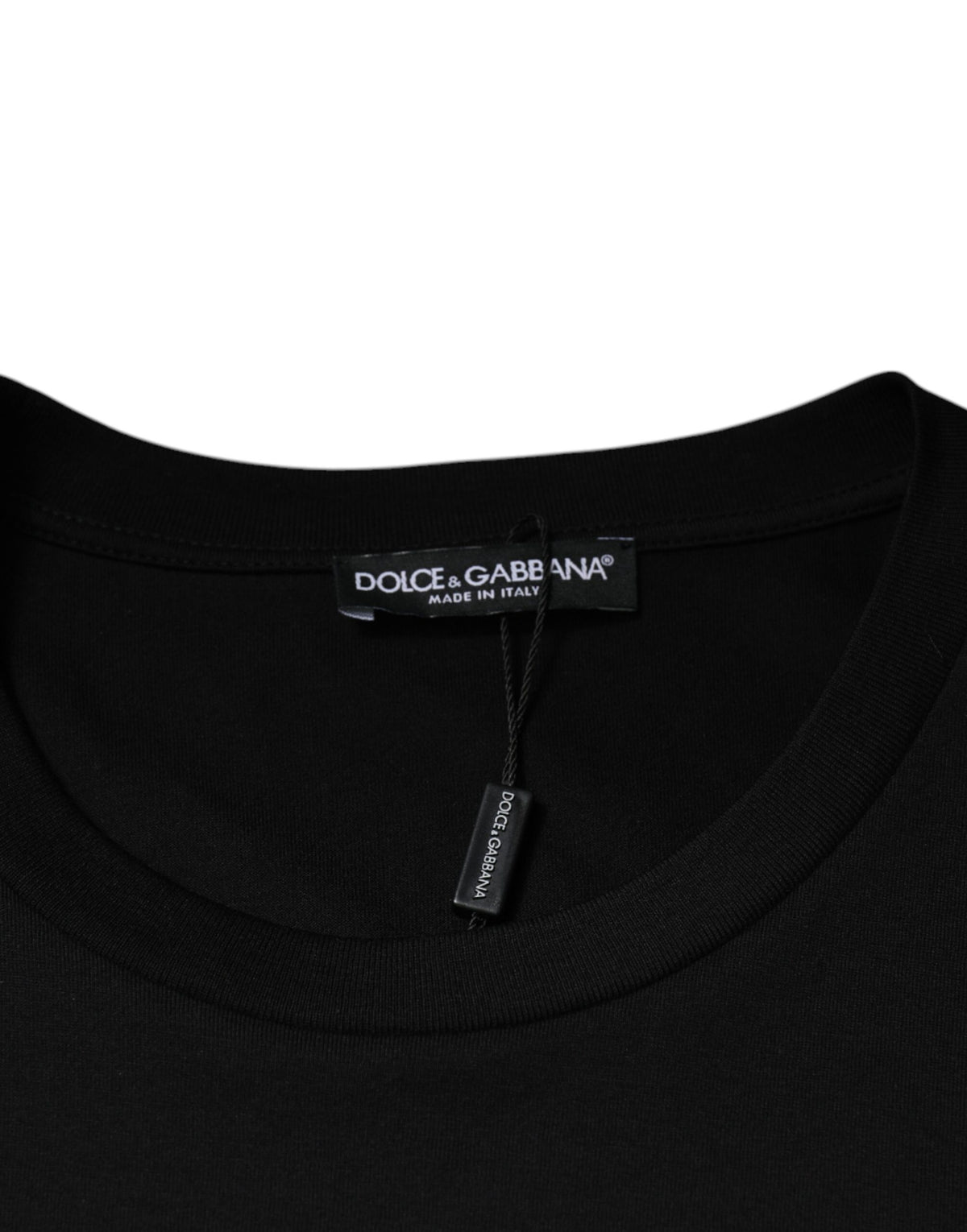 T-shirt noir en coton à manches courtes et col rond de Dolce &amp; Gabbana