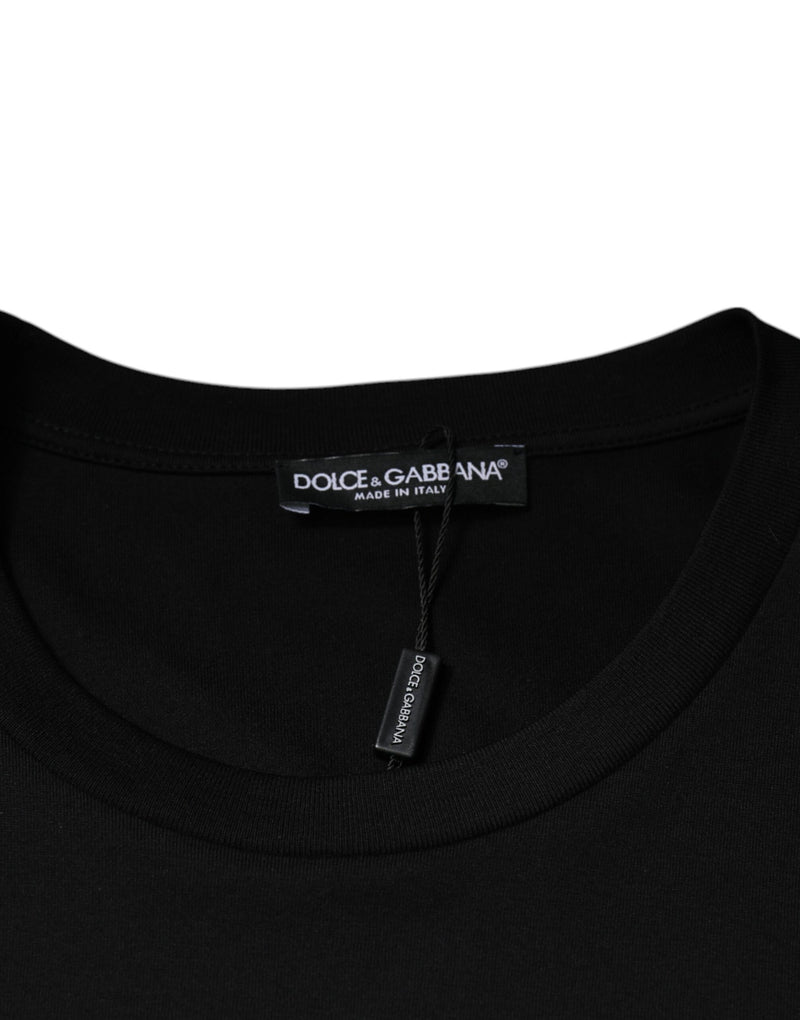 T-shirt noir en coton à manches courtes et col rond de Dolce &amp; Gabbana