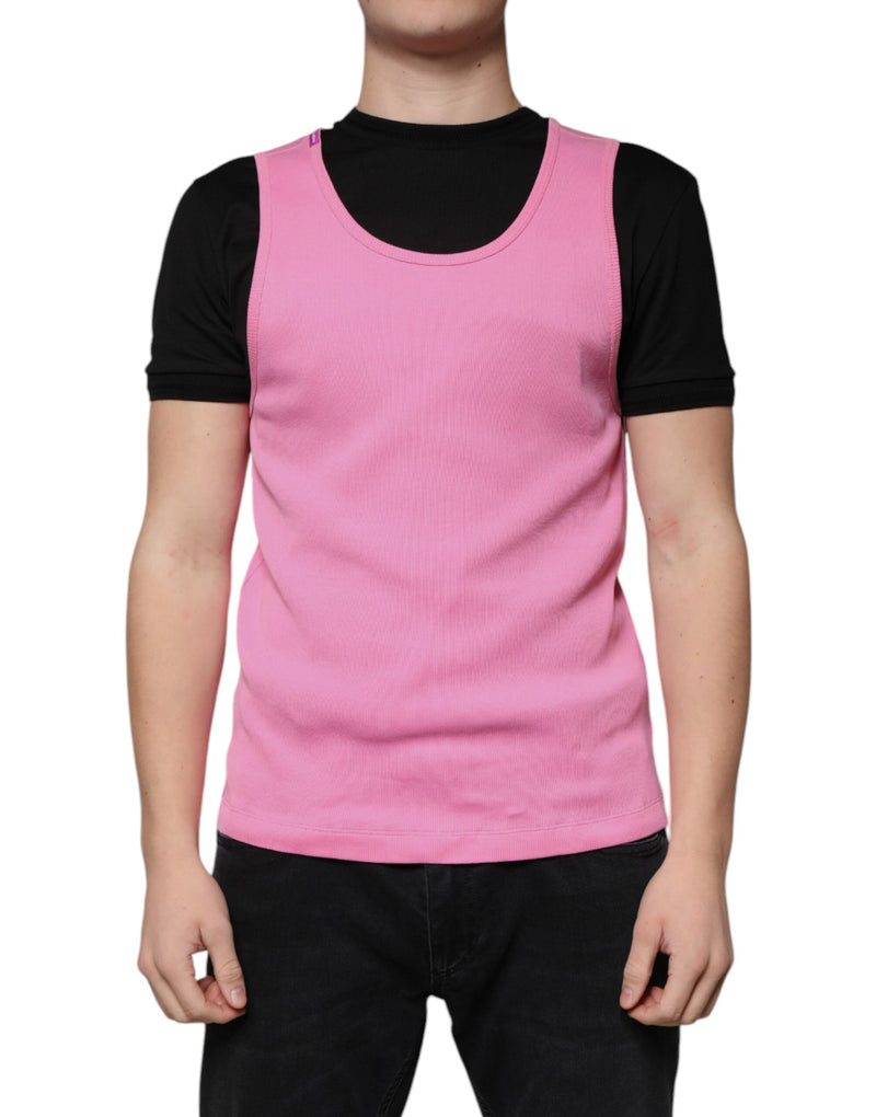 T-shirt rose en coton à col rond et sans manches de Dolce &amp; Gabbana