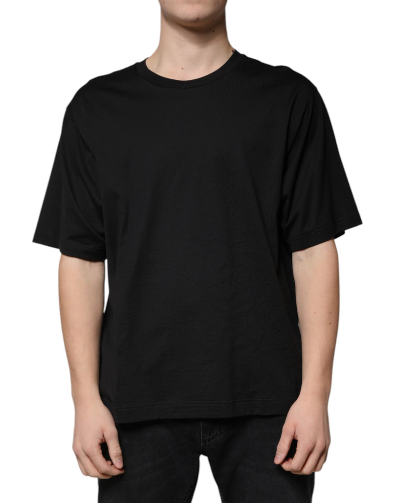 T-shirt noir en coton à manches courtes et col rond de Dolce &amp; Gabbana