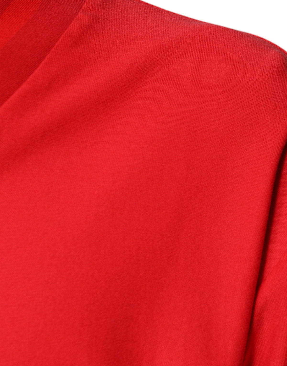 T-shirt rouge en coton à manches courtes et col en V de Dolce &amp; Gabbana