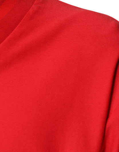 Dolce & Gabbana rood katoenen T-shirt met V-hals en korte mouwen