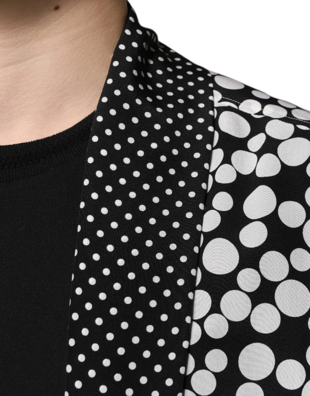 Chemise homme décontractée en soie à pois noirs et blancs Dolce &amp; Gabbana