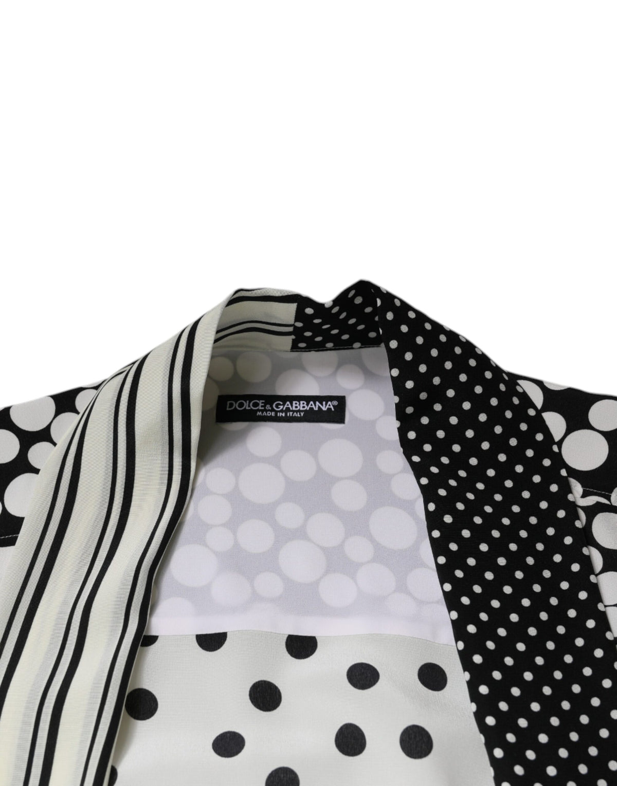 Chemise homme décontractée en soie à pois noirs et blancs Dolce &amp; Gabbana