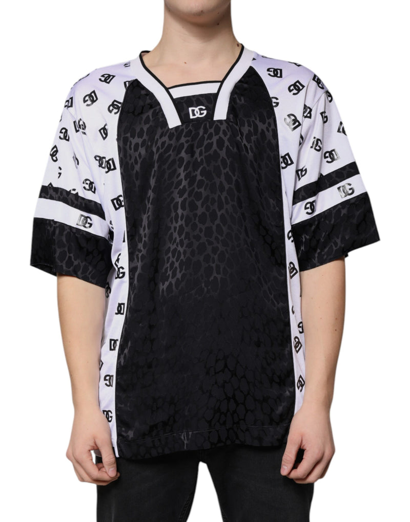 T-shirt à manches courtes pour homme Dolce &amp; Gabbana noir et blanc avec logo.