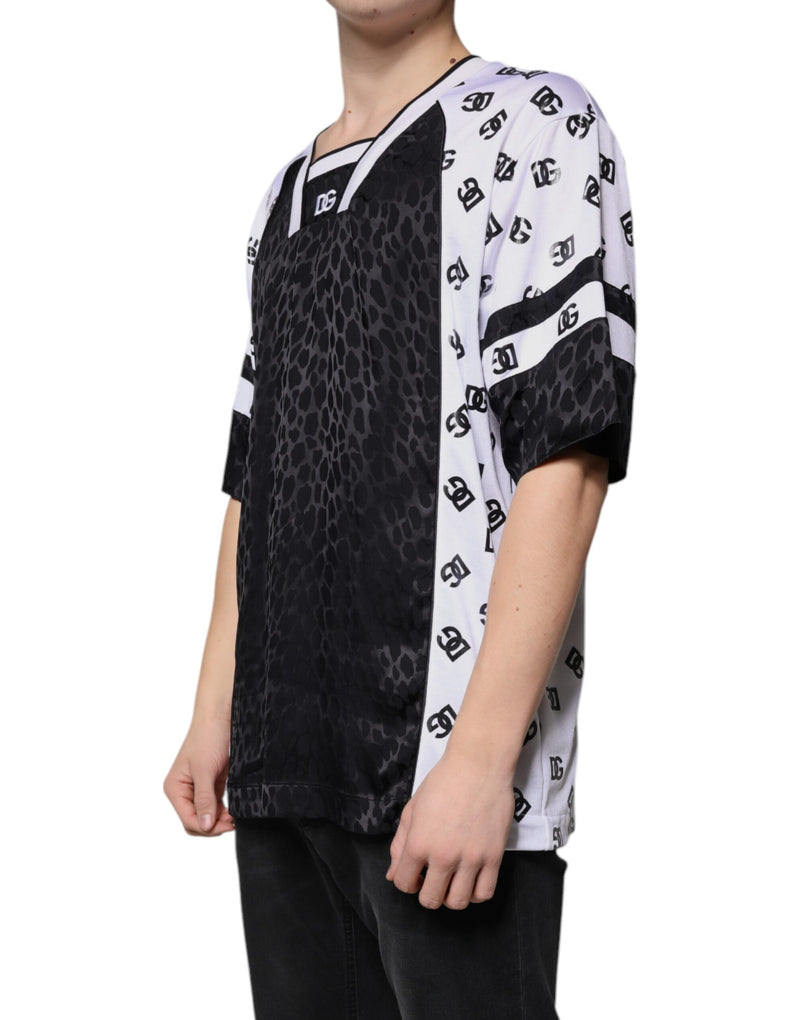 T-shirt à manches courtes pour homme Dolce &amp; Gabbana noir et blanc avec logo.