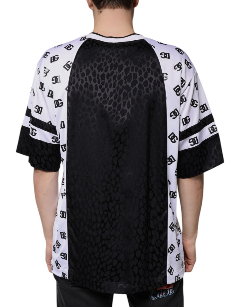 T-shirt à manches courtes pour homme Dolce &amp; Gabbana noir et blanc avec logo.