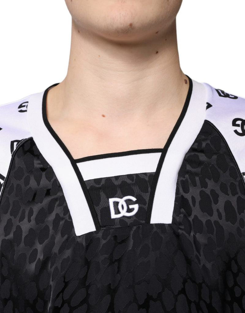 T-shirt à manches courtes pour homme Dolce &amp; Gabbana noir et blanc avec logo.