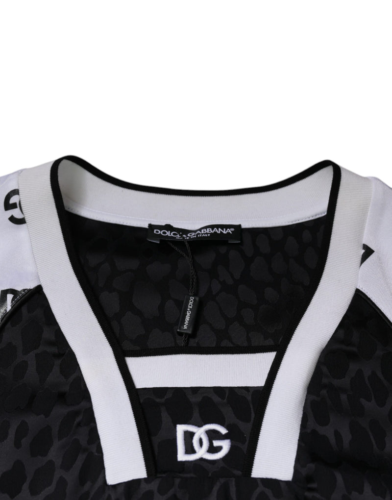 T-shirt à manches courtes pour homme Dolce &amp; Gabbana noir et blanc avec logo.