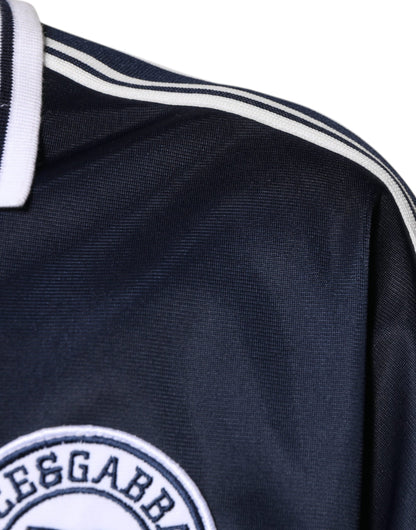 Dolce & Gabbana Blauw Wit Milano T-shirt met Lange Mouwen van Jersey