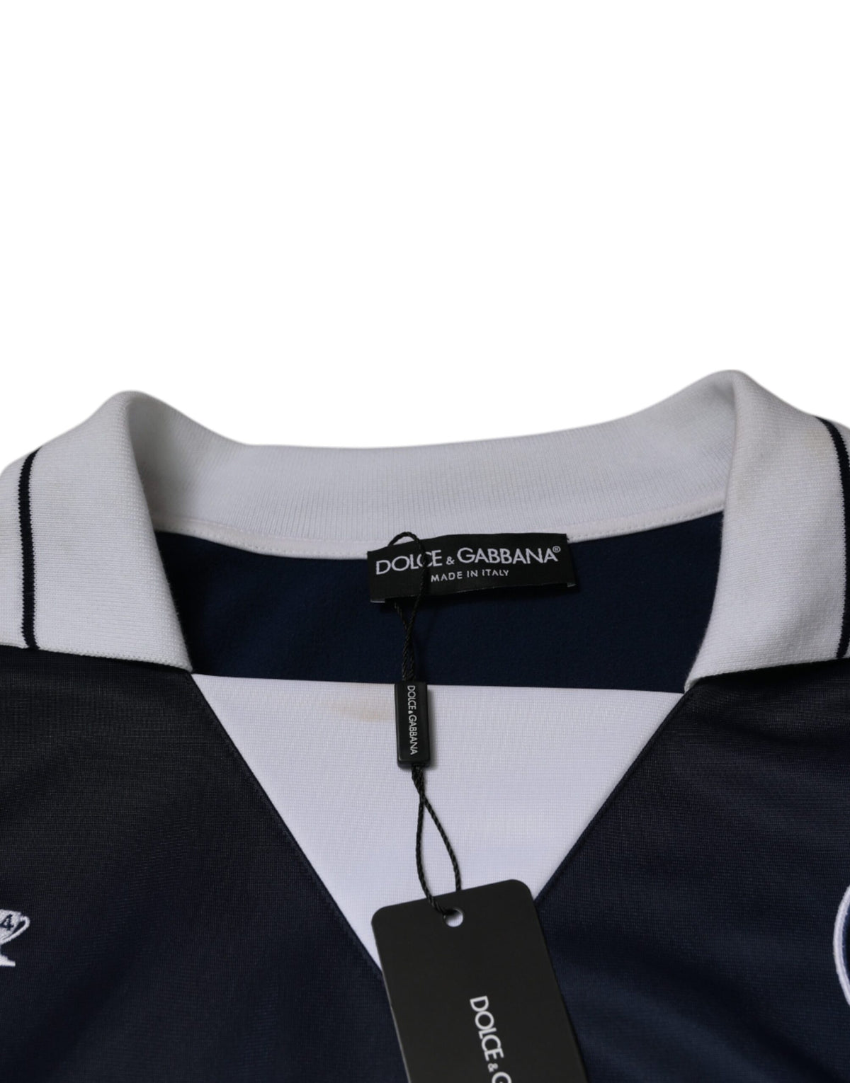 T-shirt en jersey à manches longues bleu et blanc Milano de Dolce &amp; Gabbana