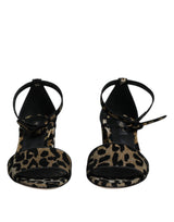 Dolce & Gabbana Gold Leopard Lurex Ankle Strap Heels Sandals
