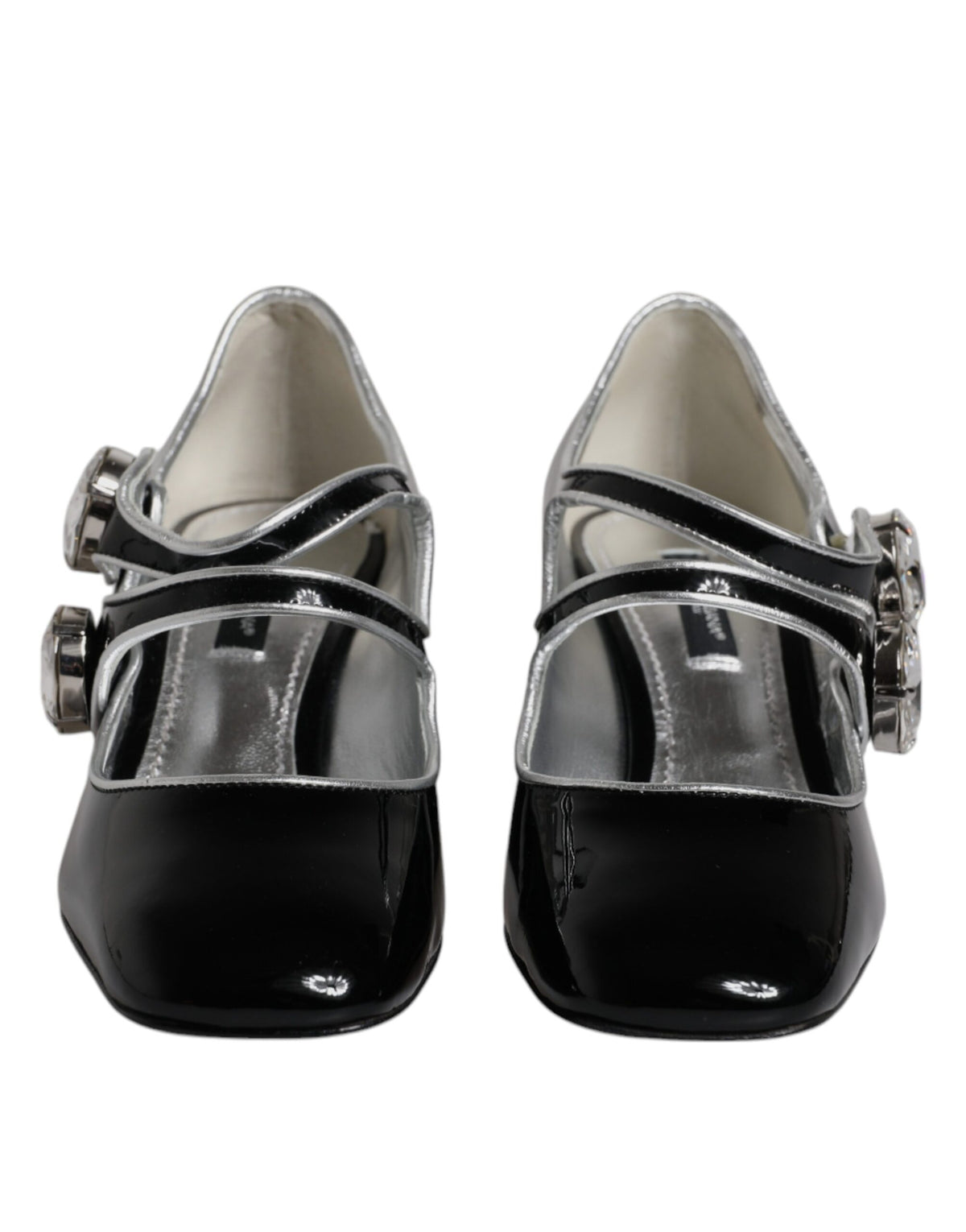 Dolce & Gabbana Black Patent Leather Crystal Mary Jane Pumps