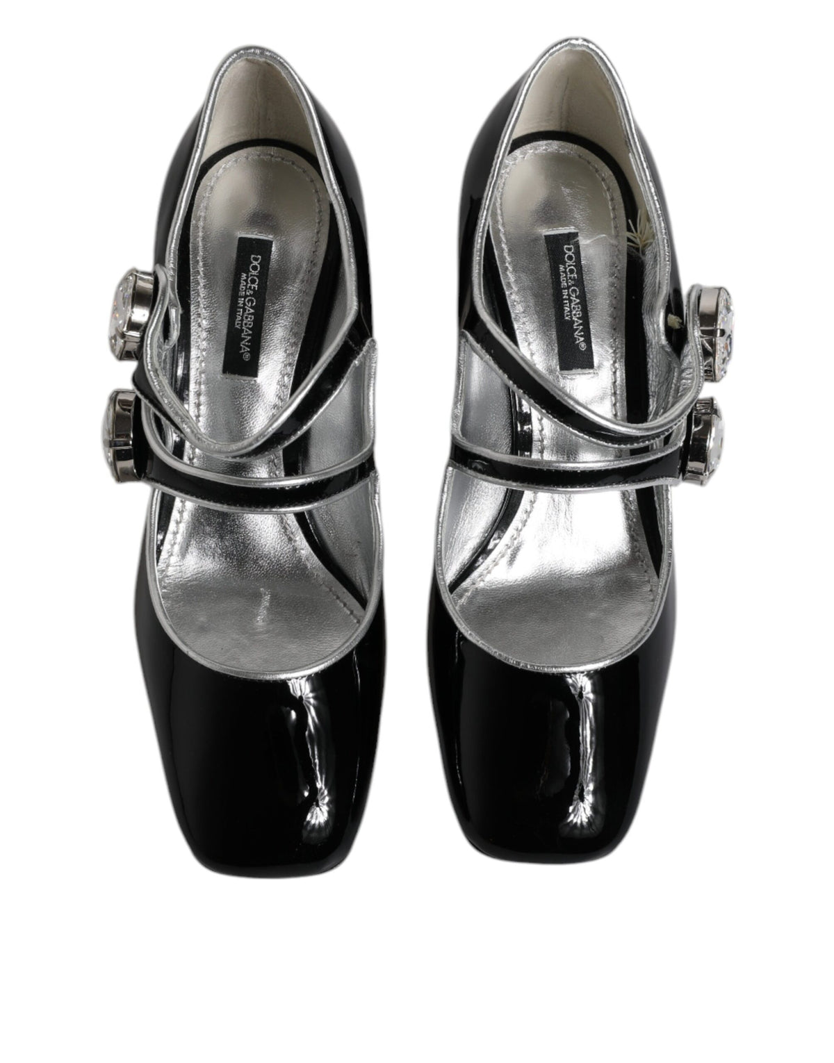 Dolce & Gabbana Black Patent Leather Crystal Mary Jane Pumps