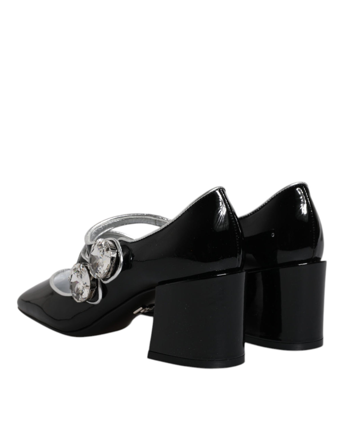 Dolce & Gabbana Black Patent Leather Crystal Mary Jane Pumps