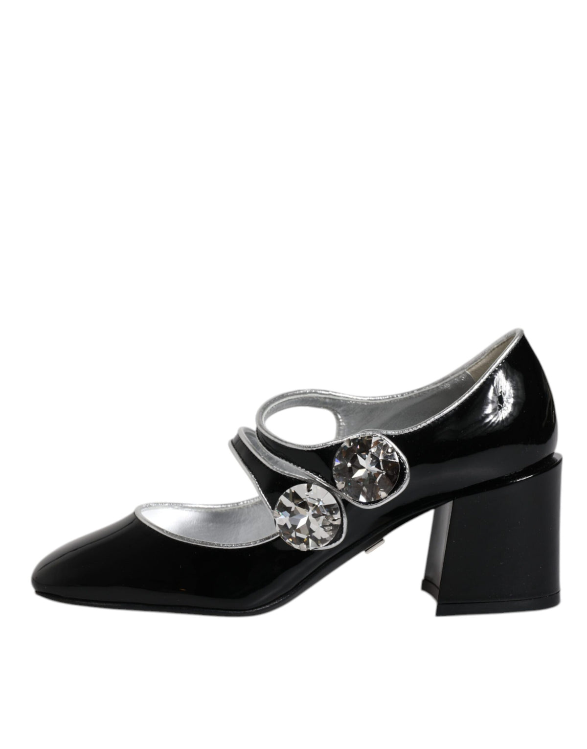 Dolce & Gabbana Black Patent Leather Crystal Mary Jane Pumps