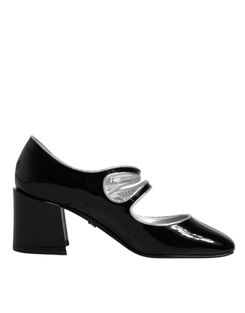 Dolce & Gabbana Black Patent Leather Crystal Mary Jane Pumps