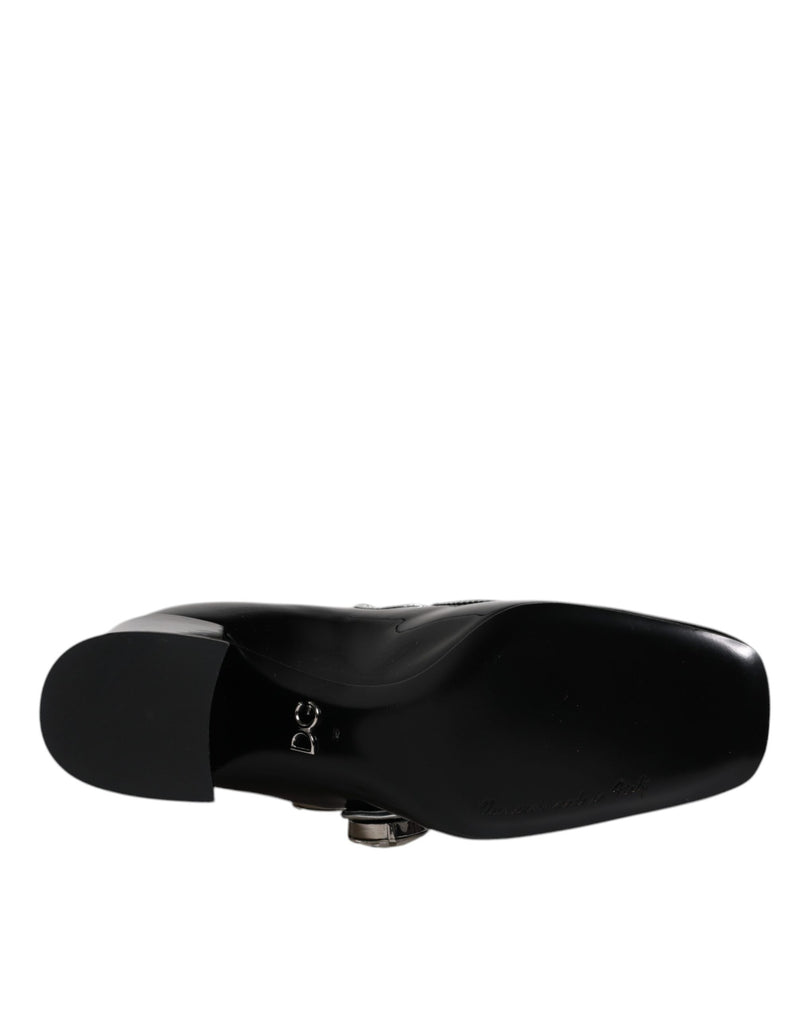 Dolce & Gabbana Black Patent Leather Crystal Mary Jane Pumps