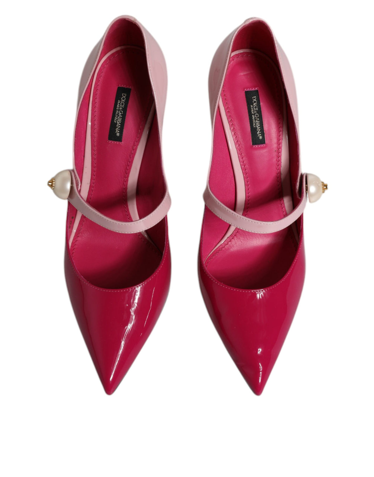 Dolce & Gabbana Two Tone Pink Leather Mary Jane Heels Pumps
