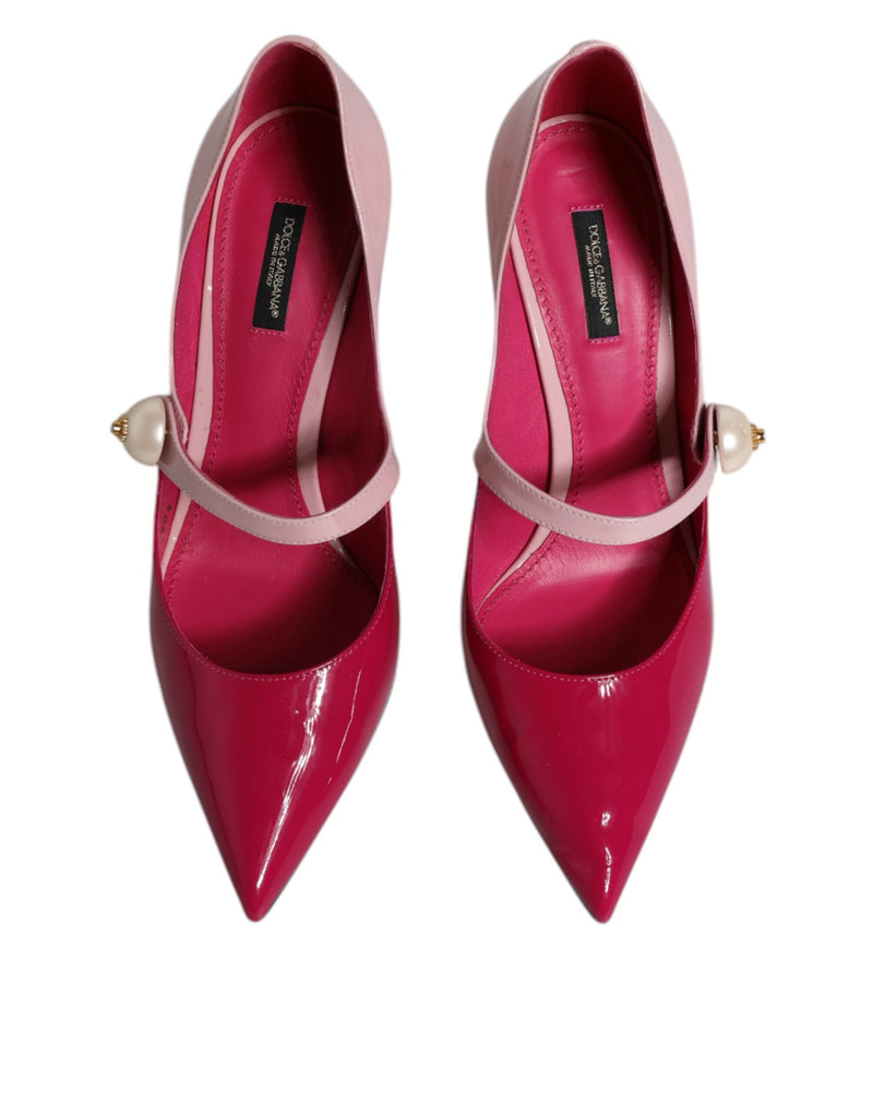 Dolce & Gabbana Two Tone Pink Leather Mary Jane Heels Pumps