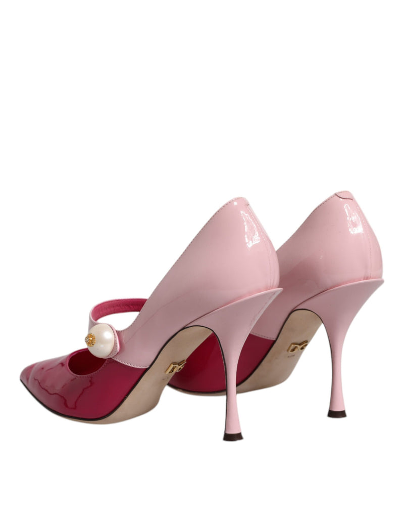 Dolce & Gabbana Two Tone Pink Leather Mary Jane Heels Pumps