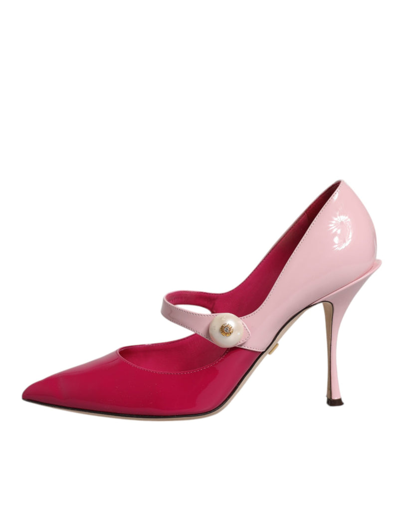 Dolce & Gabbana Two Tone Pink Leather Mary Jane Heels Pumps