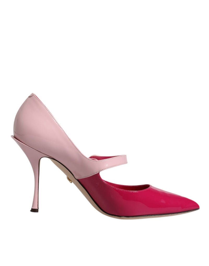 Dolce & Gabbana Two Tone Pink Leather Mary Jane Heels Pumps