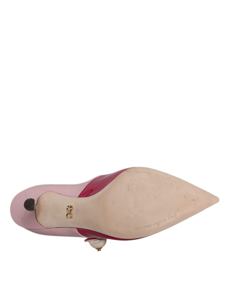 Dolce & Gabbana Two Tone Pink Leather Mary Jane Heels Pumps