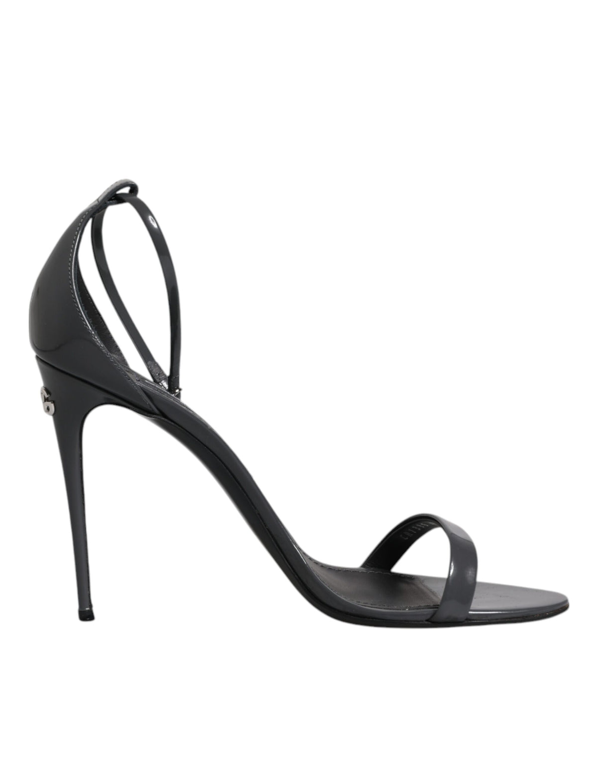 Dolce & Gabbana Grey Leather Ankle Strap Heel Sandals
