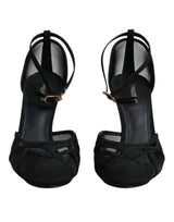 Dolce & Gabbana Black Mesh Ankle Strap Heels Pumps