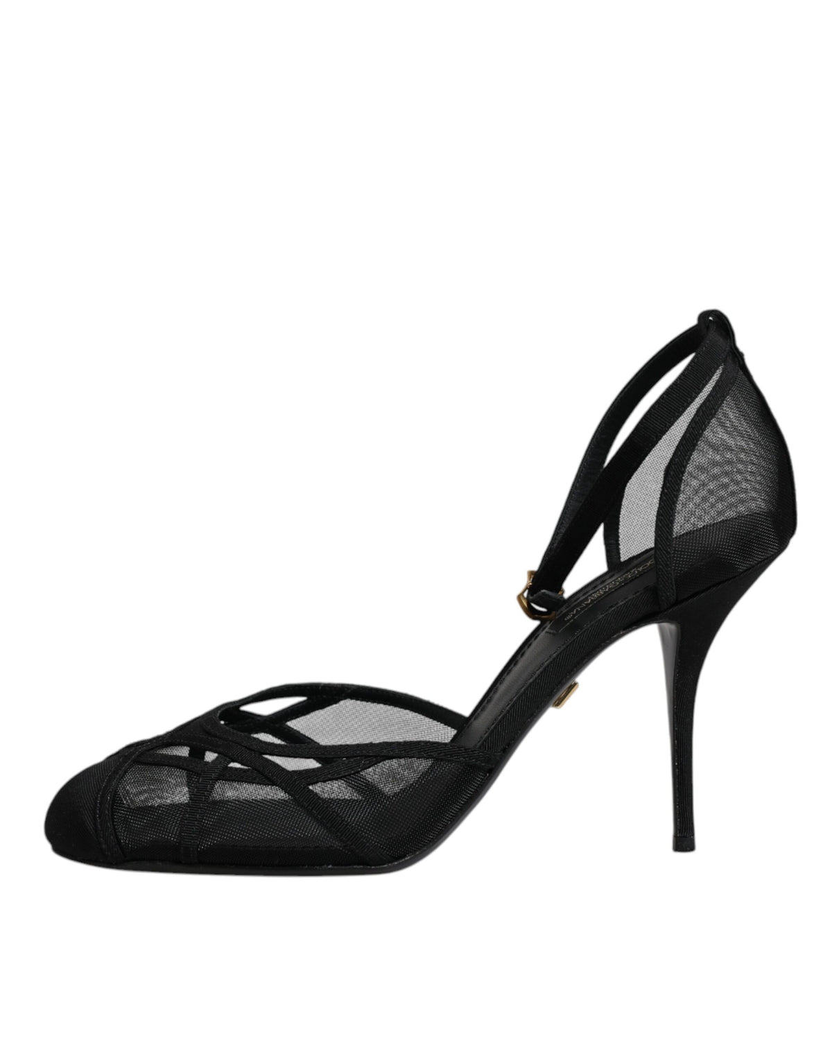 Dolce & Gabbana Black Mesh Ankle Strap Heels Pumps