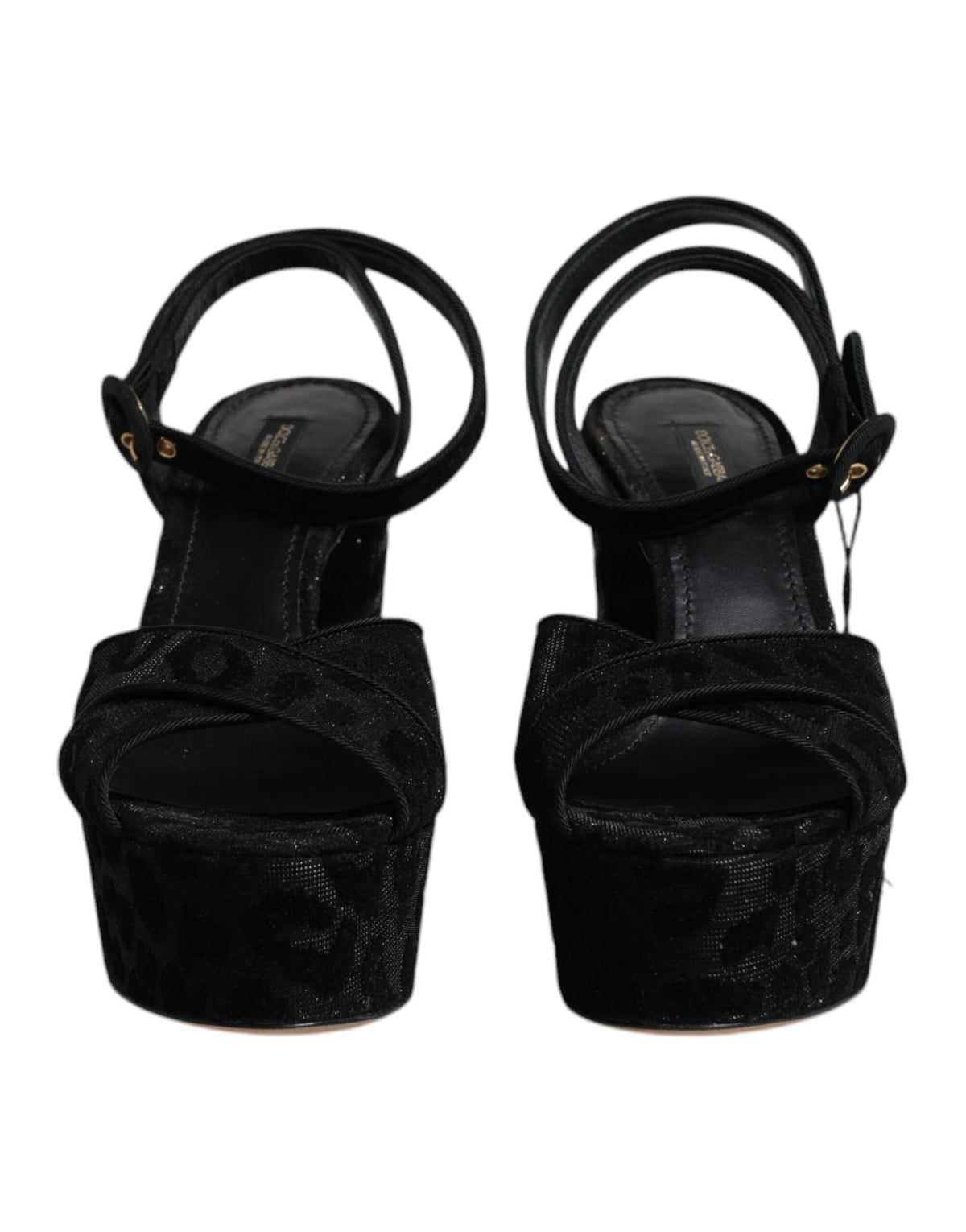 Dolce & Gabbana Black Leopard Platform Heels Sandals