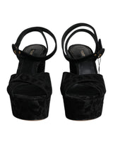 Dolce & Gabbana Black Leopard Platform Heels Sandals