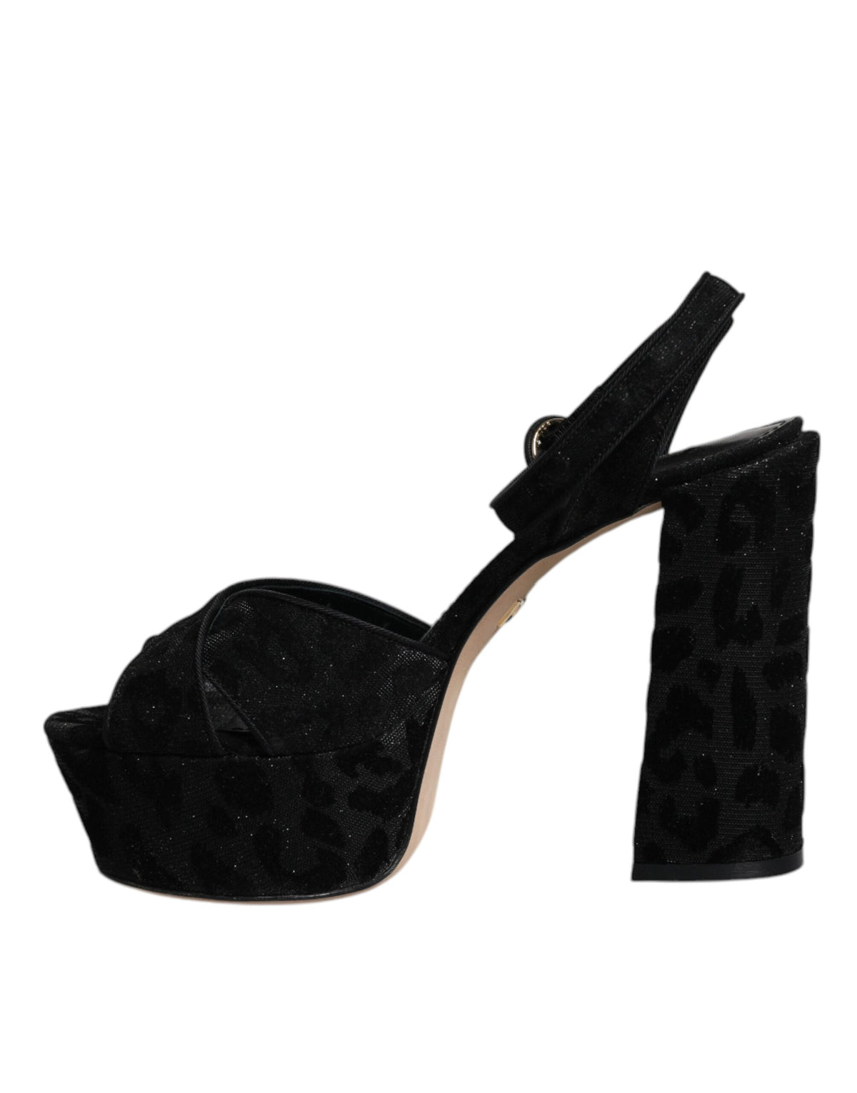 Dolce & Gabbana Black Leopard Platform Heels Sandals