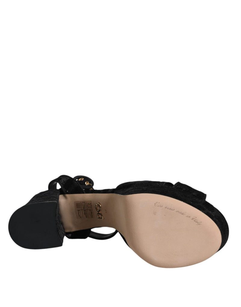 Dolce & Gabbana Black Leopard Platform Heels Sandals