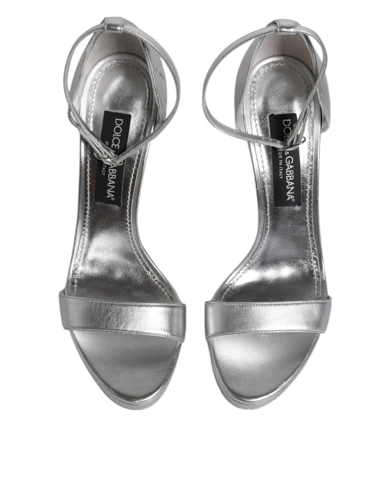 Sandales à plateforme Keira en cuir argenté Dolce & Gabbana