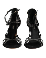 Dolce & Gabbana Sandales à Talons Ankle Strap en Strass Noires