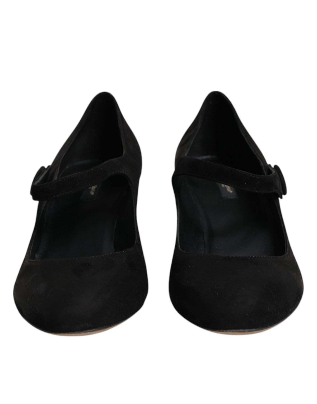 Dolce & Gabbana Black Suede Leather Block Heels Pumps