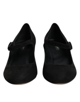 Dolce & Gabbana Black Suede Leather Block Heels Pumps