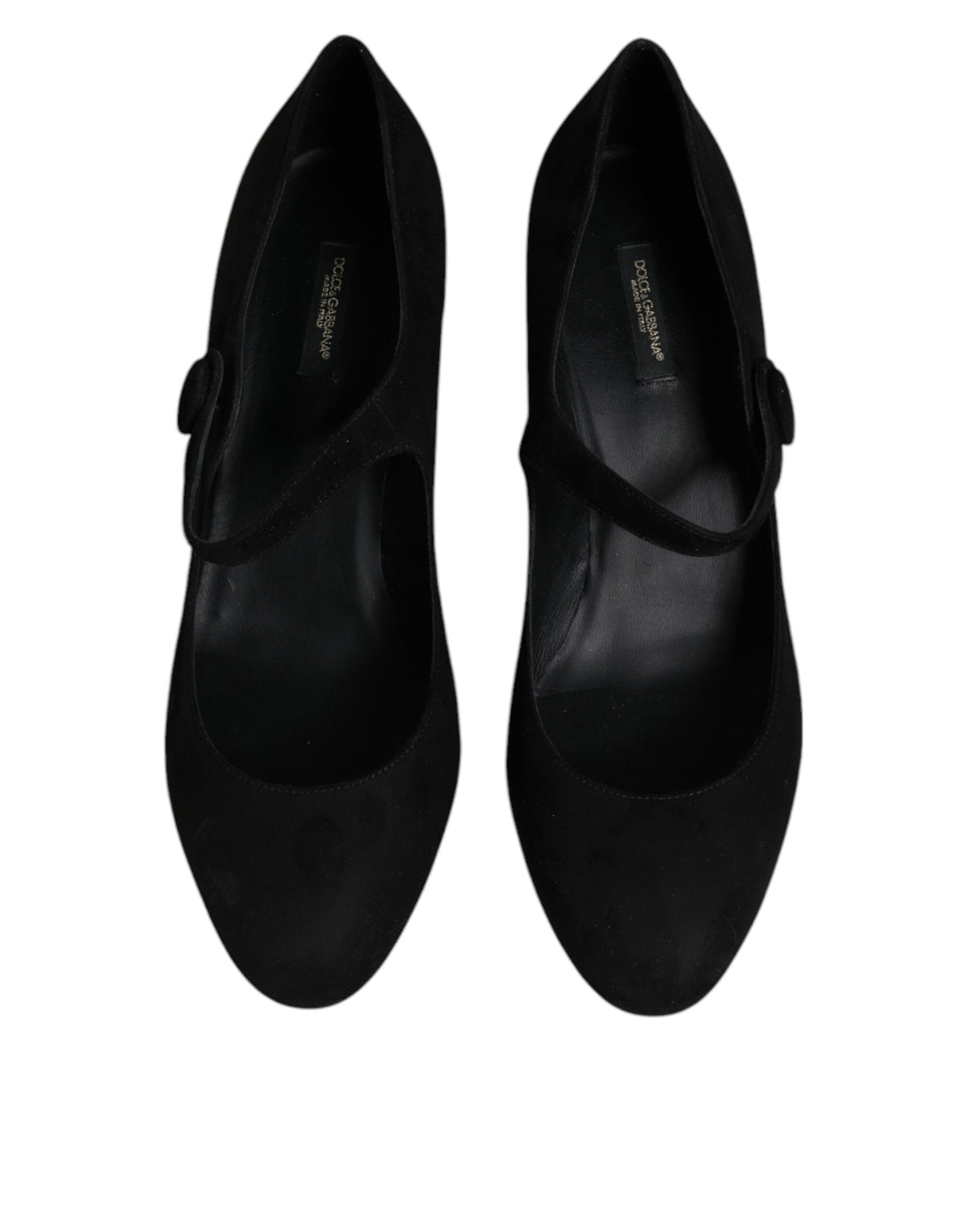Dolce & Gabbana Black Suede Leather Block Heels Pumps