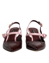 Dolce & Gabbana Pink Maroon Leather Kitten Heels Slingbacks