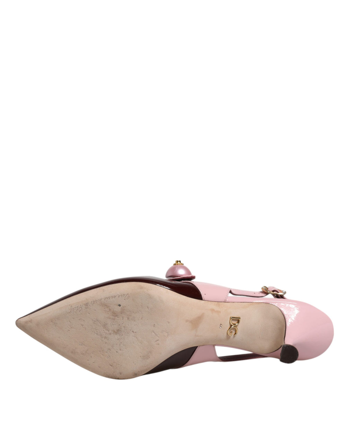 Dolce & Gabbana Pink Maroon Leather Kitten Heels Slingbacks