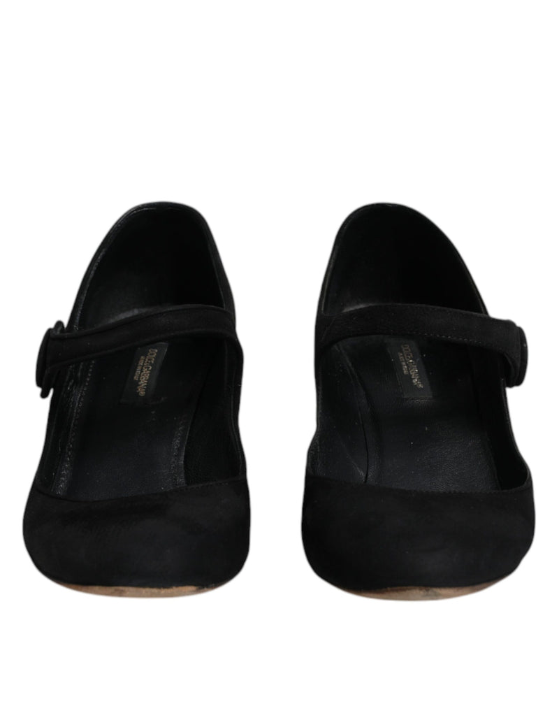 Dolce & Gabbana KEIRA Black Suede Leather Heels Pumps